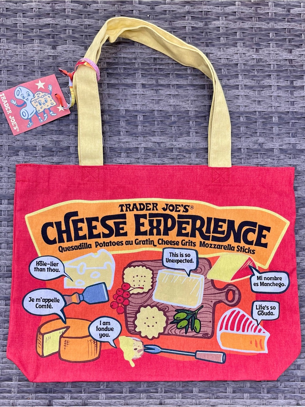 Trader Joe’s Cheese Experience Red Grocery Shopping Tote Bag, Canvas